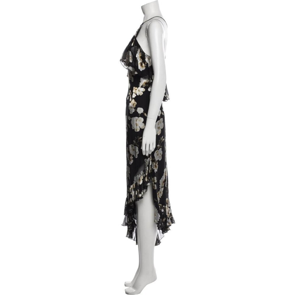 NWT Alice + Olivia Floral Print Midi Length Dress Asymmetrical Hem XS | 2 #9452 - Picture 4 of 7